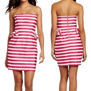 Lilly Pulitzer Maybell Azalea Pink Swizzle Stripe Strapless Peplum
Dress Size 14